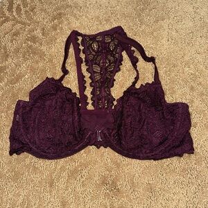 PINK Victoria's Secret Lace Racerback Underwire Bra in Plum
